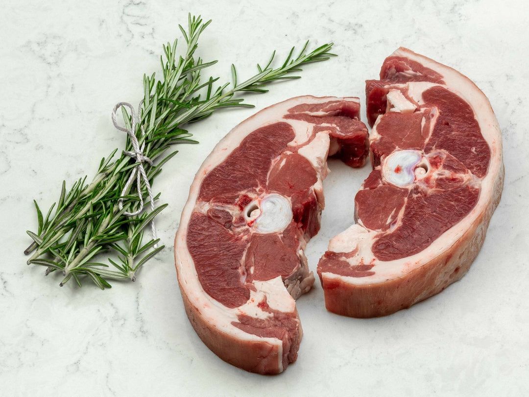 Grass-fed dry-aged Barnsley chops, double loin lamb chops on the bone