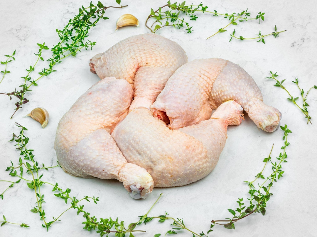 Whole free-range chicken legs, thigh and drumstick
