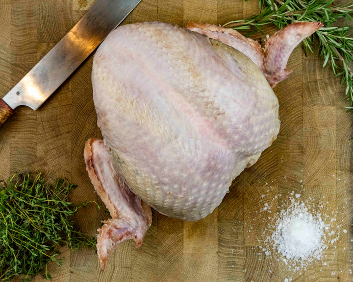 Free range bronze turkey crown, game hung and dry plucked, from Thomas Joseph Butchery