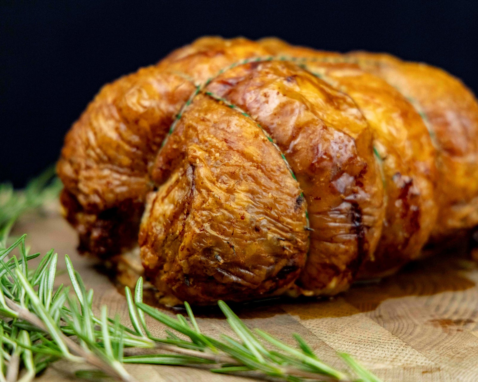 Christmas turkey breast joint box with pigs in blankets, sausage-meat and gravy broth