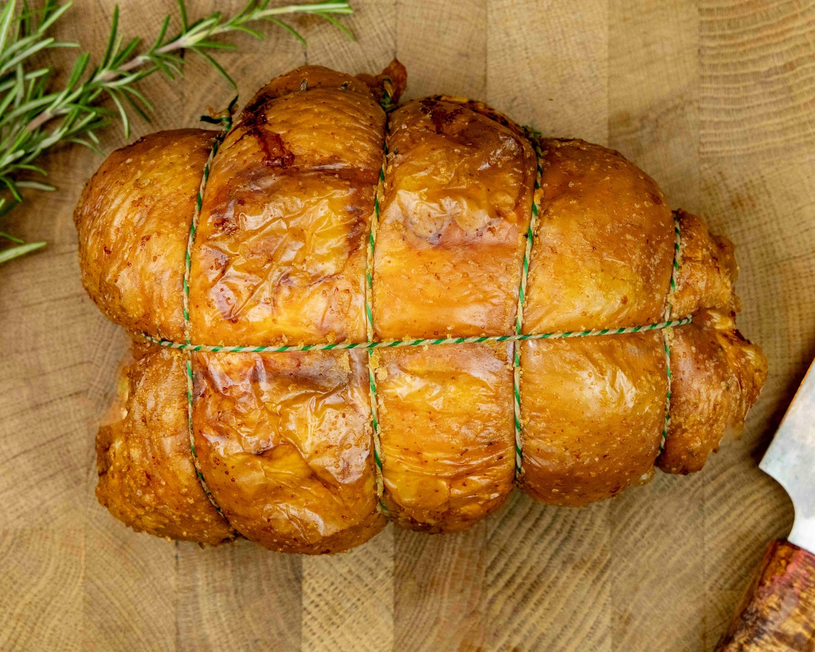 Boned and rolled free range bronze turkey breast and leg joint, ready to roast
