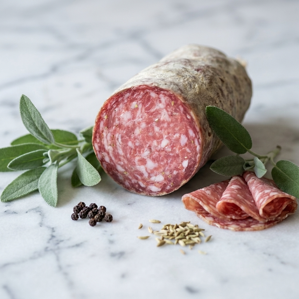 Cobble Lane Cured fennel and garlic salami, British charcuterie air-dried in Islington