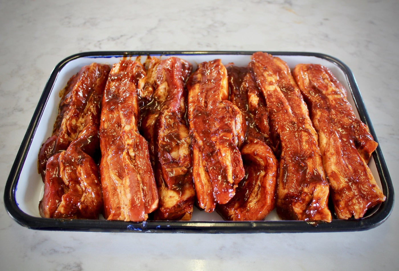 7 Day Dry-Aged, Free Range Pork Belly Strips Thomas Joseph Butchery