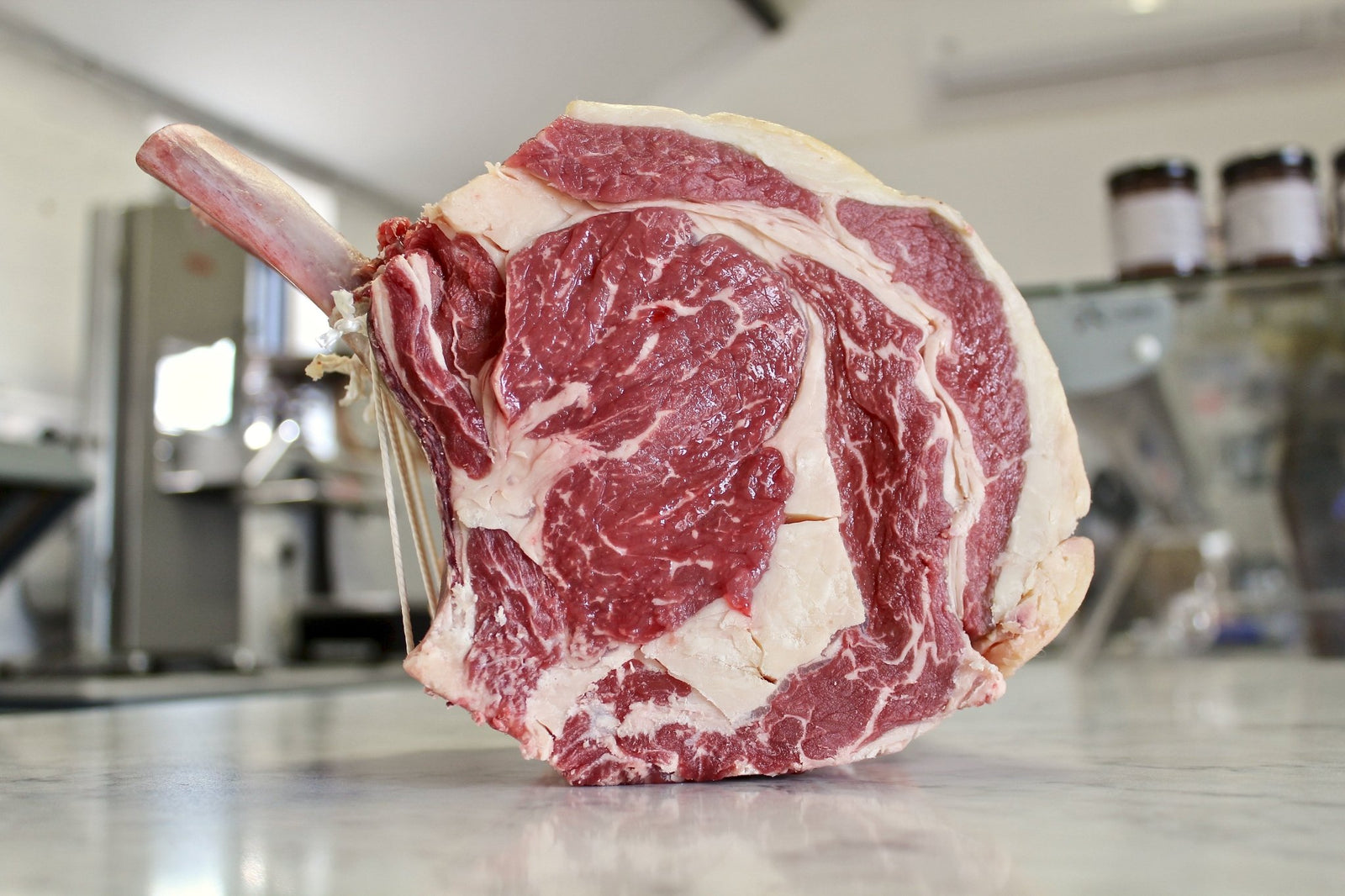 French trimmed fore-rib of beef, grass fed and dry-aged, from Thomas Joseph Butchery